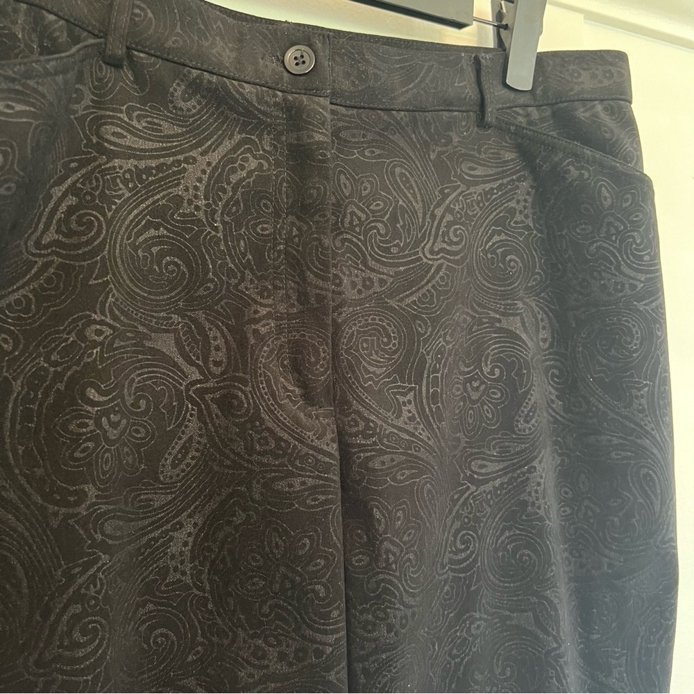 TanJay Black on Black Paisley Pants - Women's Size 14 - Picture 3 of 6
